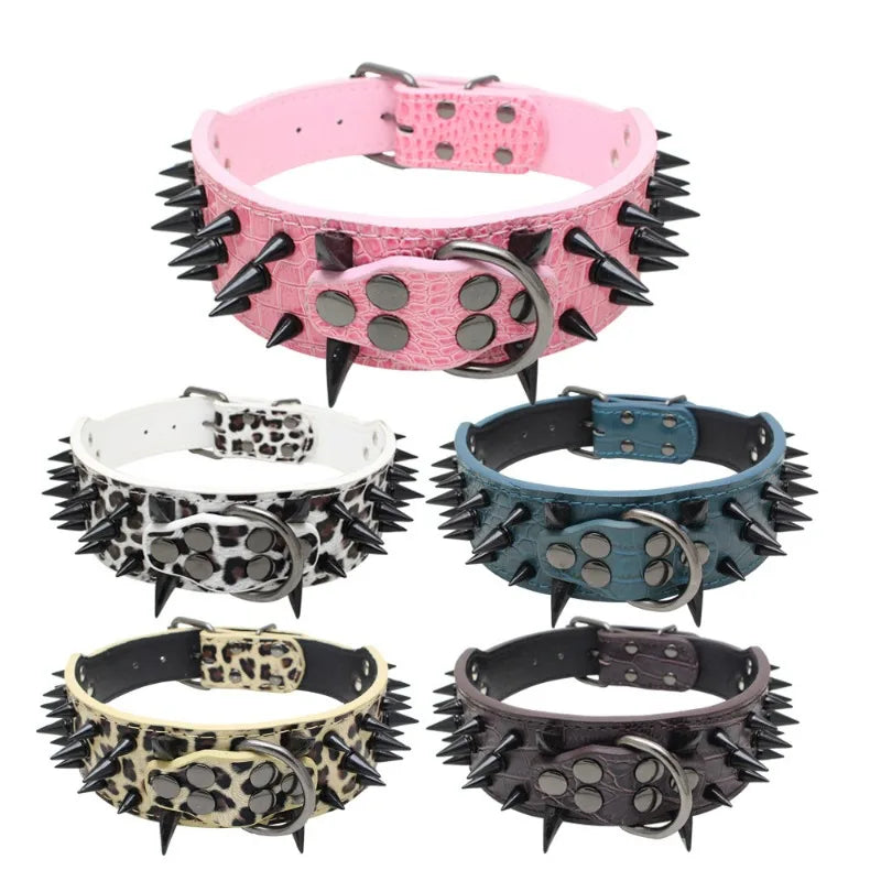 Genuine Leather Spiked Dog Collar