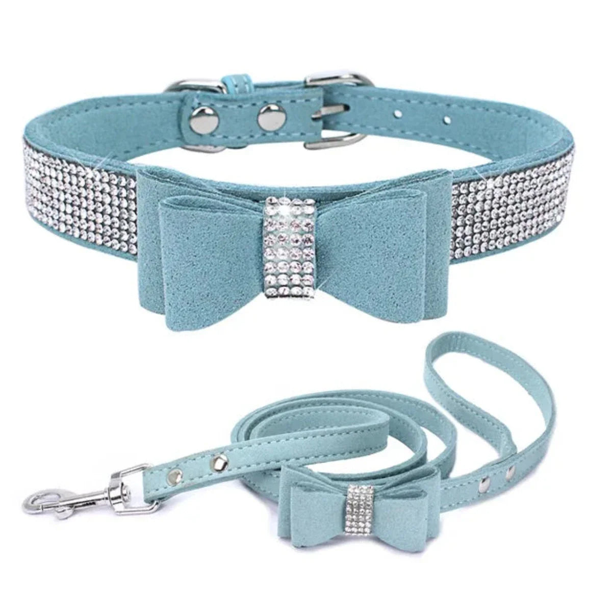 Shiny Rhinestone Dog Collar Set