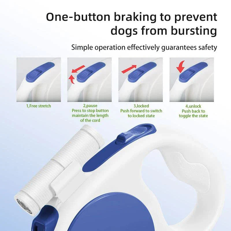 3-in-1 Retractable Leash with LED & Poop Bag