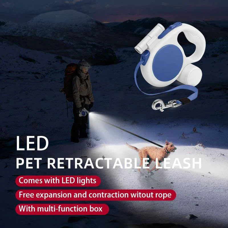 3-in-1 Retractable Leash with LED & Poop Bag