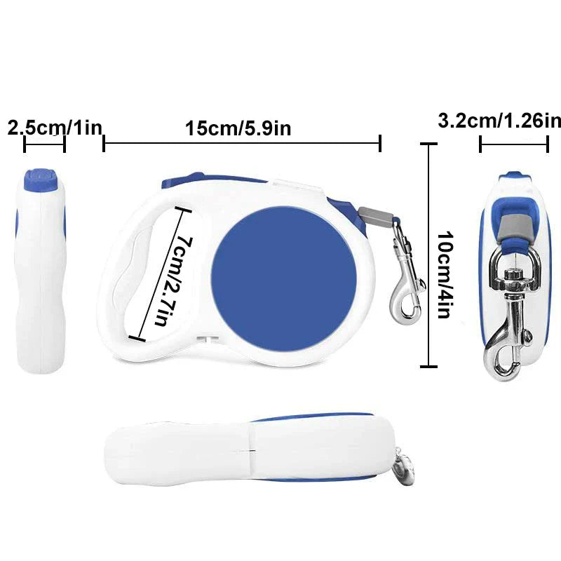 3-in-1 Retractable Leash with LED & Poop Bag
