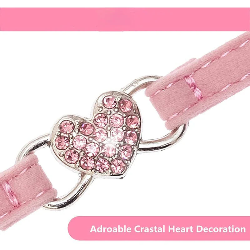 Adjustable Heart Bling Cat Rhinestones Collar