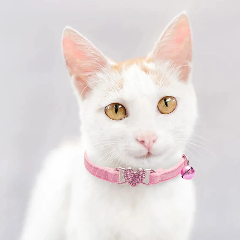 Adjustable Heart Bling Cat Rhinestones Collar