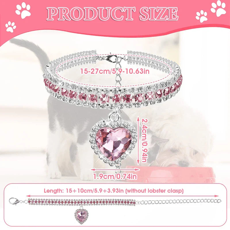 Adjustable Bling Pet Collar (Crystal Heart)