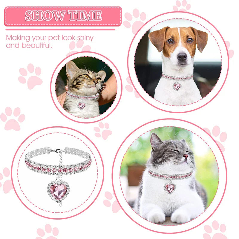 Adjustable Bling Pet Collar (Crystal Heart)