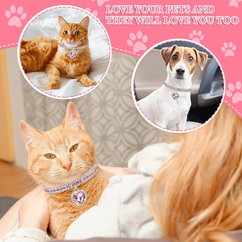Adjustable Bling Pet Collar (Crystal Heart)