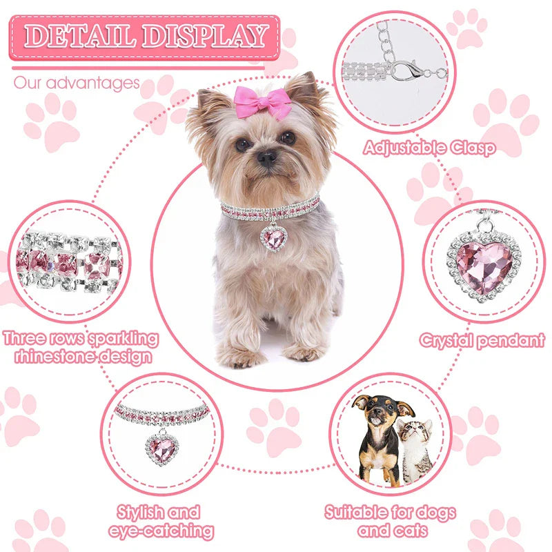 Adjustable Bling Pet Collar (Crystal Heart)
