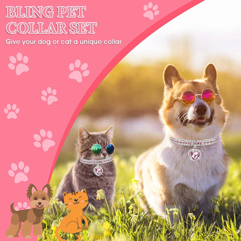 Adjustable Bling Pet Collar (Crystal Heart)