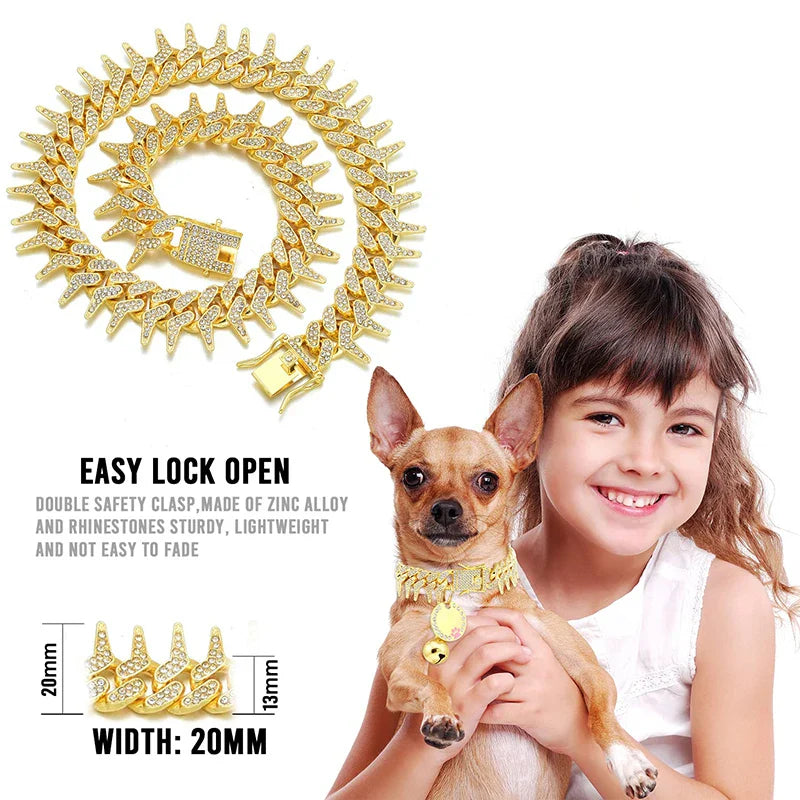 Gold Bling Dog Collar (CZ Diamonds)