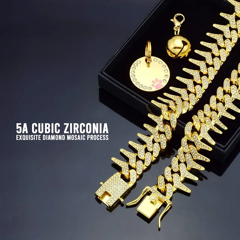 Gold Bling Dog Collar (CZ Diamonds)