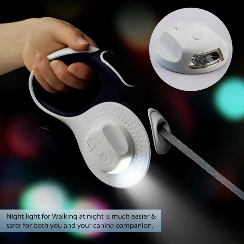 Retractable Dog Leash with Flashlight & Poop Bag