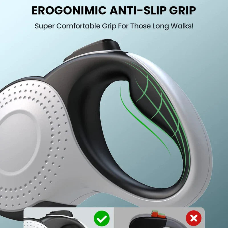Retractable Dog Leash with Flashlight & Poop Bag
