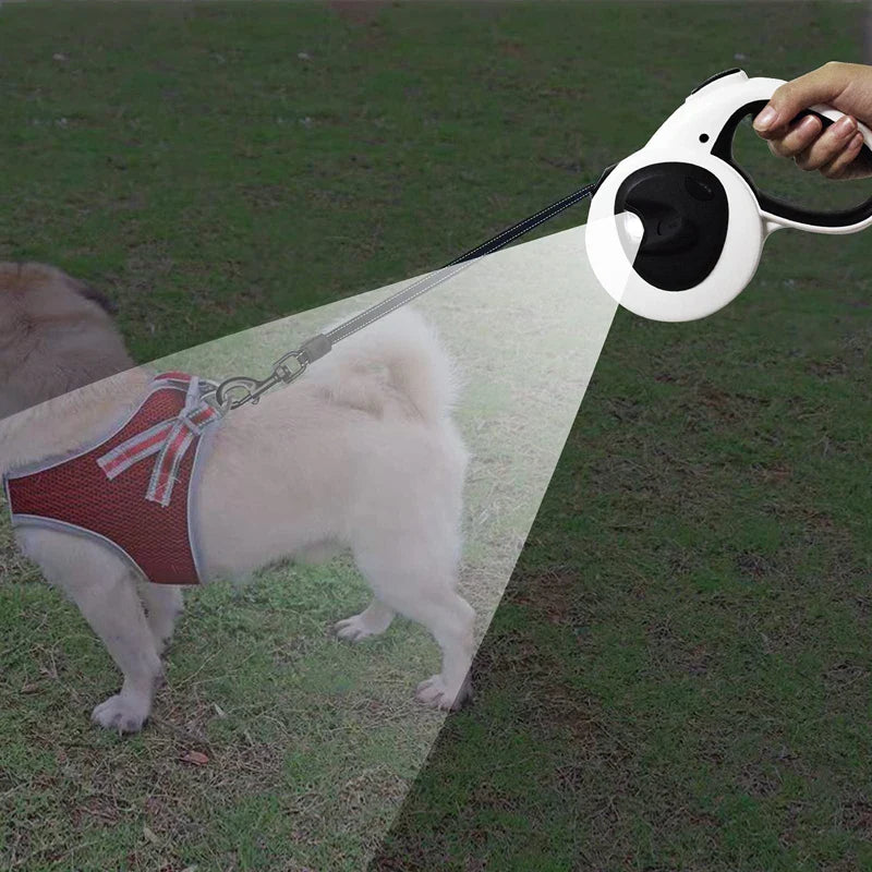 Dog Leash with LED Flashlight & Poop Bag Dispenser