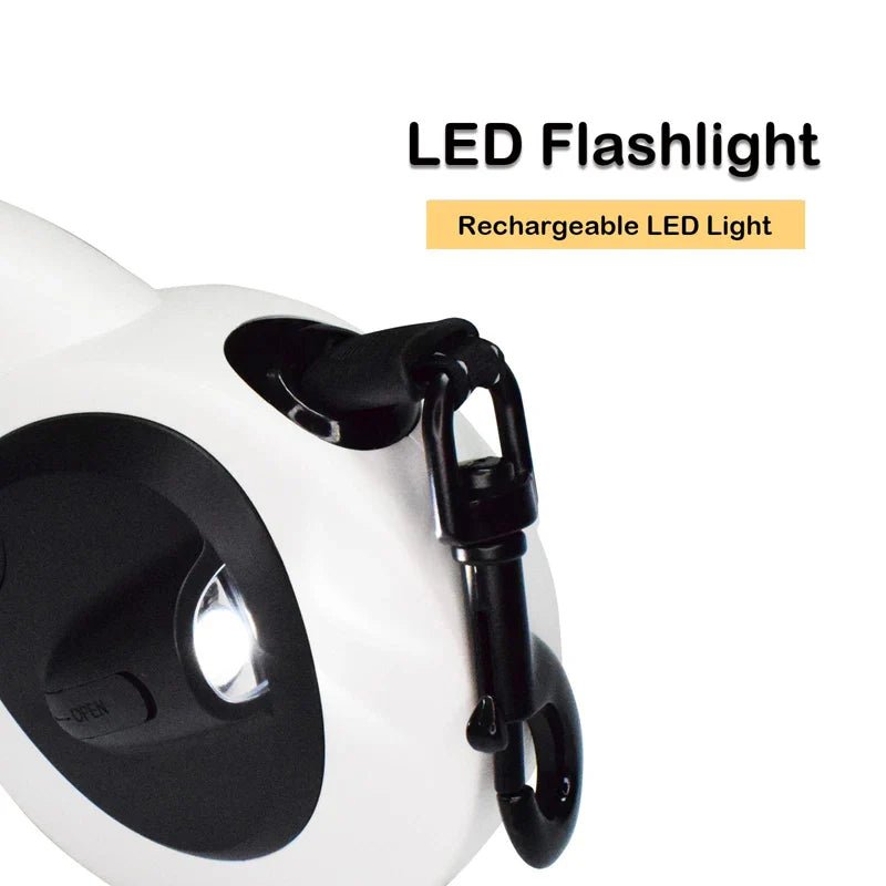 Dog Leash with LED Flashlight & Poop Bag Dispenser