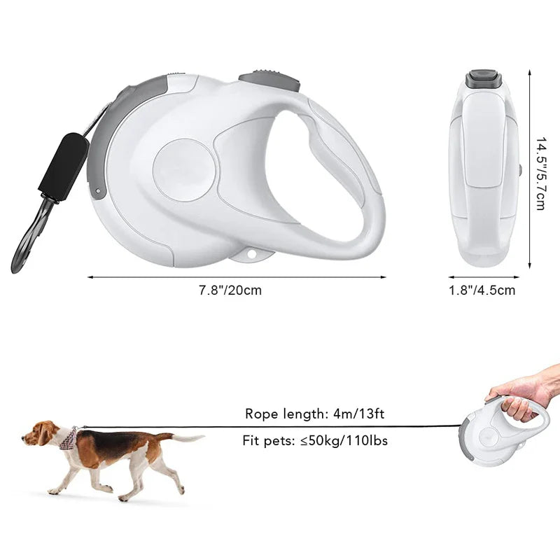 Retractable Dog Leash With One-Handed Lock