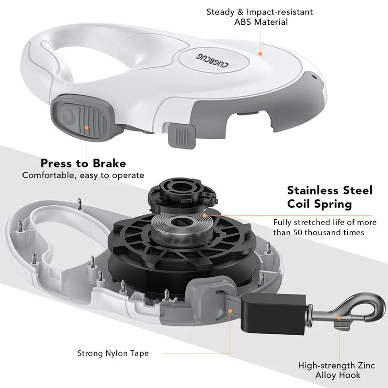 Retractable Dog Leash With One-Handed Lock