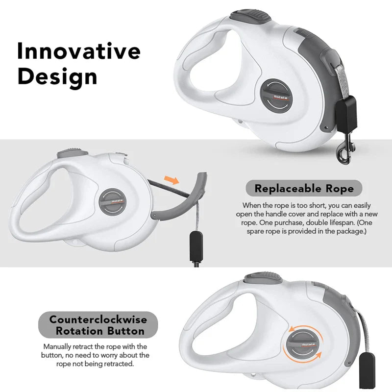 Retractable Dog Leash With One-Handed Lock