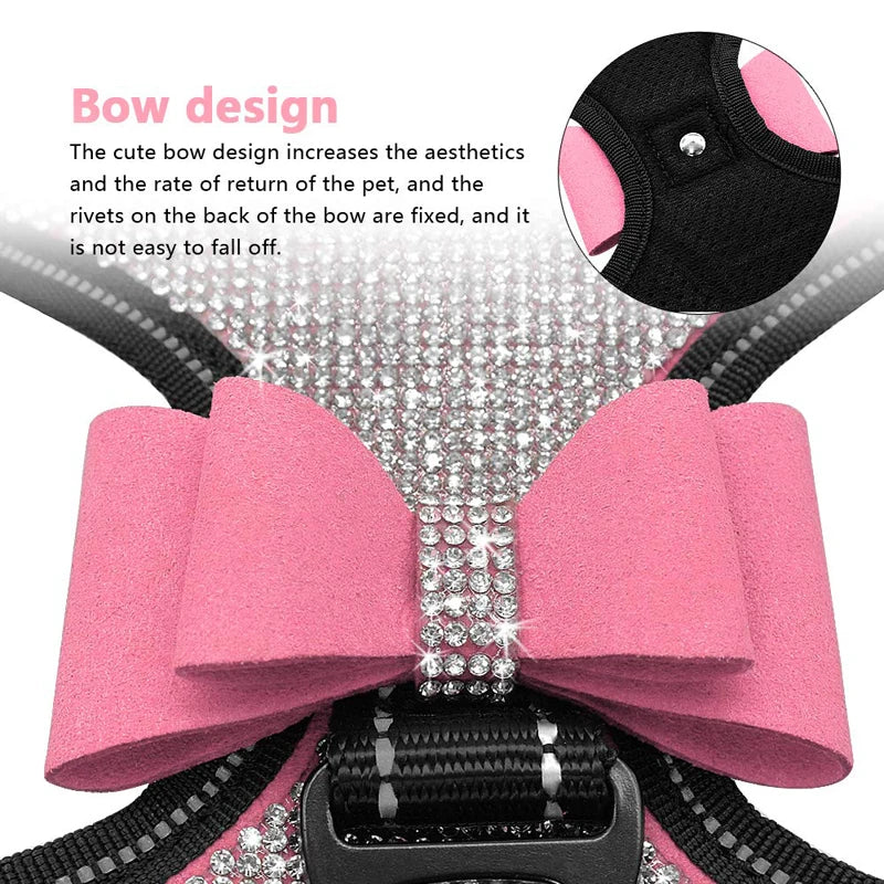 Reflective Rhinestone Dog Harness