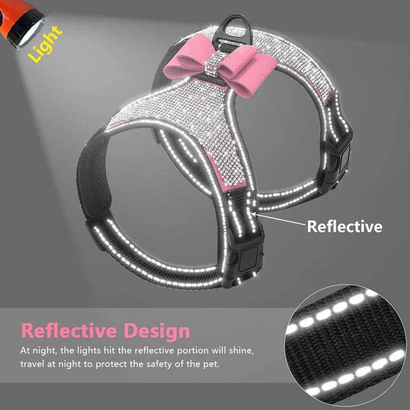 Reflective Rhinestone Dog Harness