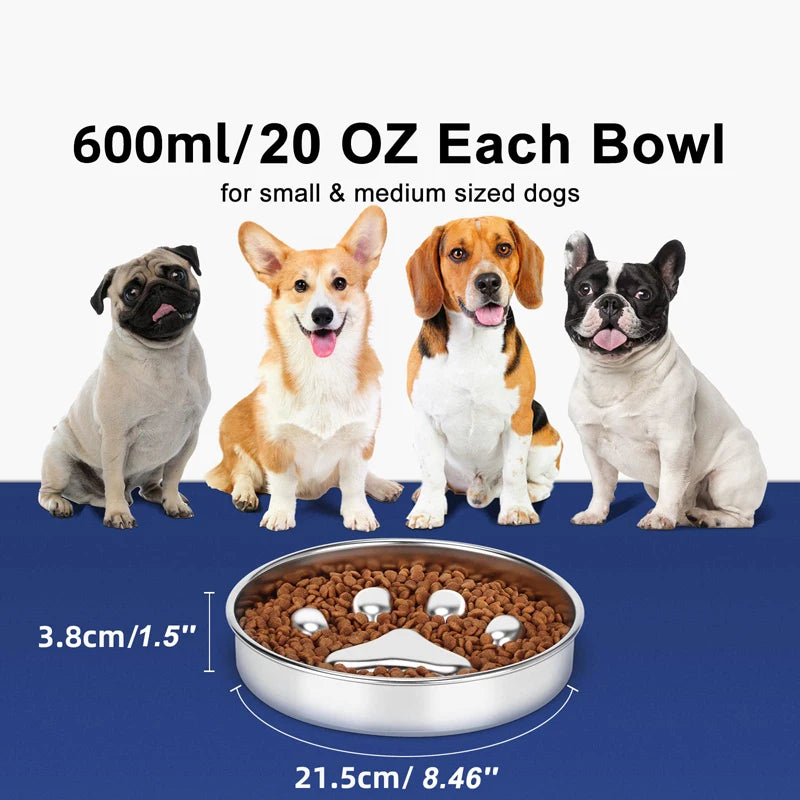 Stainless Steel Slow Feed Dog Bowl