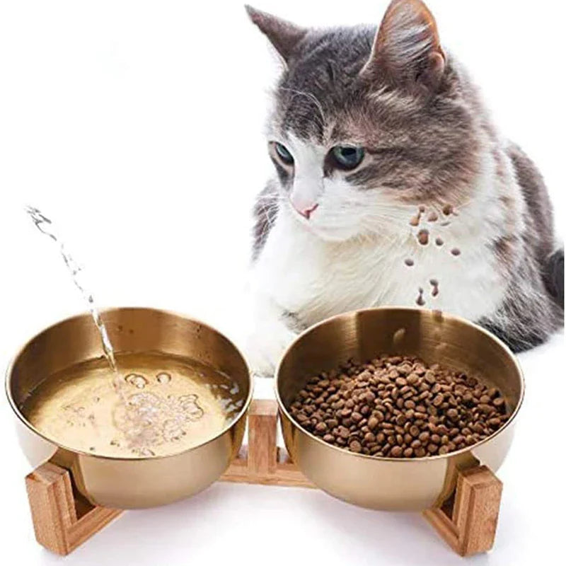 Adjustable Stainless Steel Pet Bowls with Stand