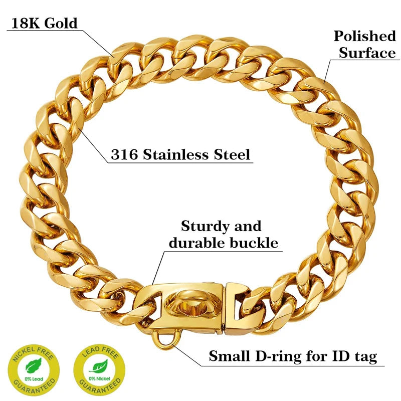 Strong Gold Stainless Steel Dog Chain