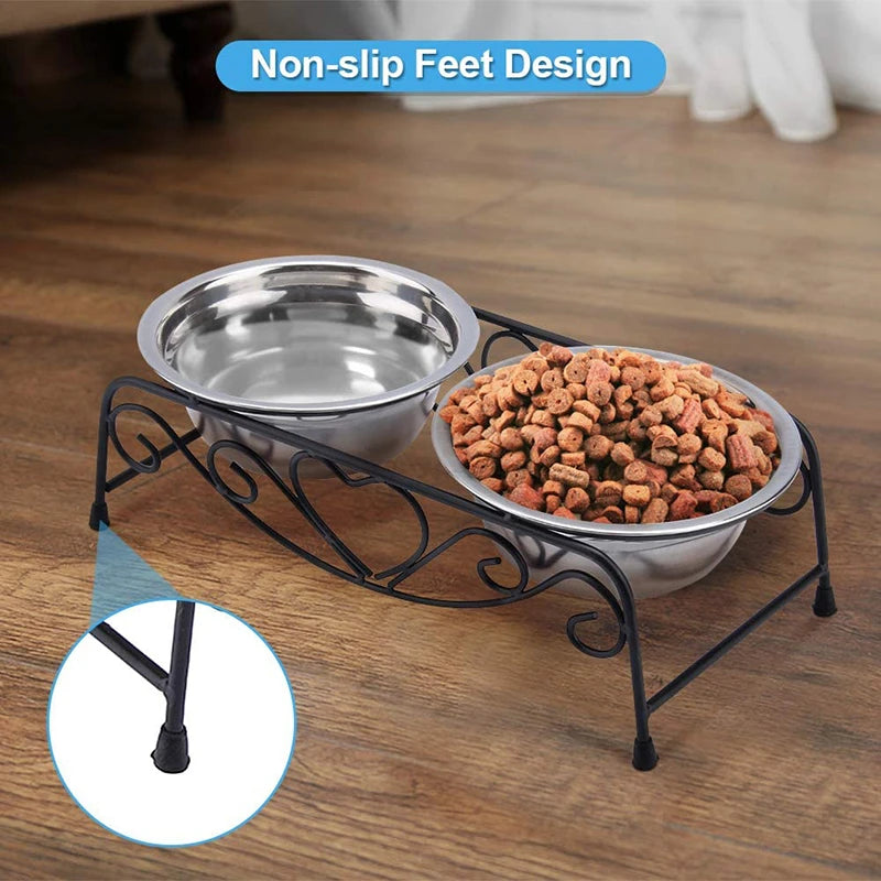 Elevated Stainless Steel Double Dog Bowls