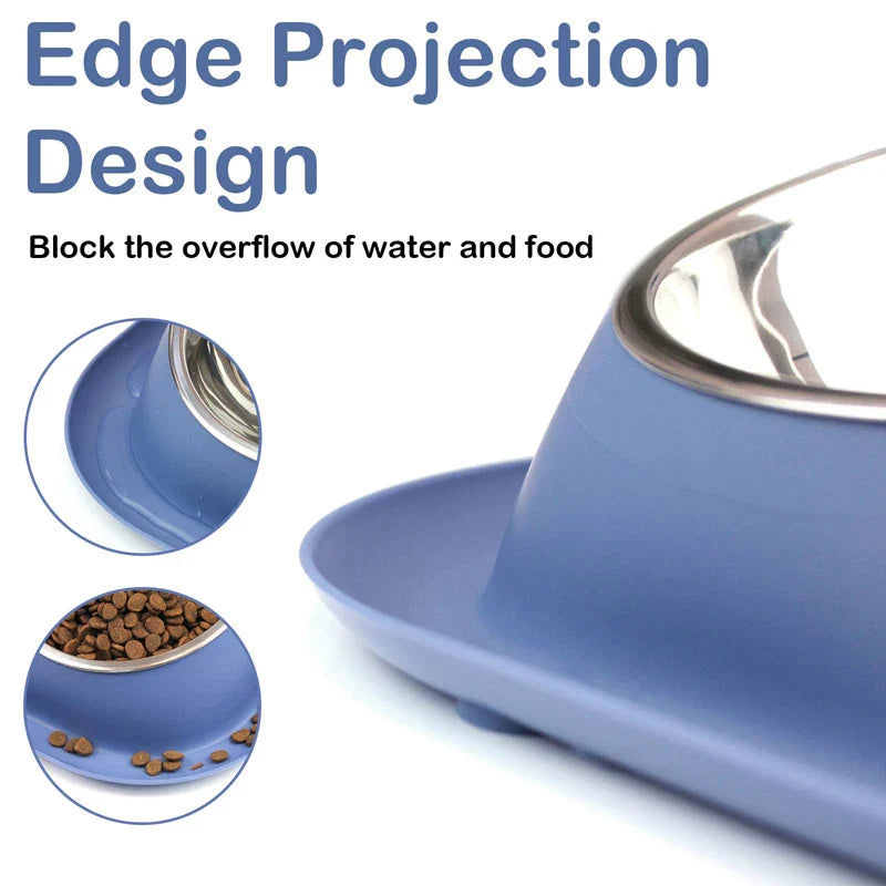 Stainless Steel Tilted Double Dog Bowl