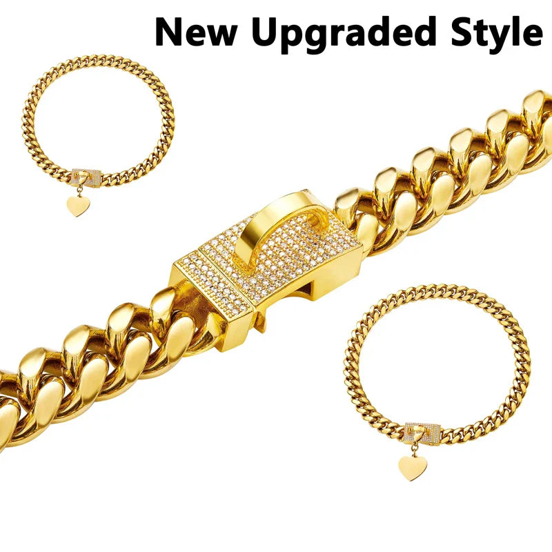 Luxury 18K Gold Dog Chain Collar