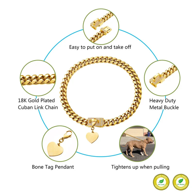Luxury 18K Gold Dog Chain Collar