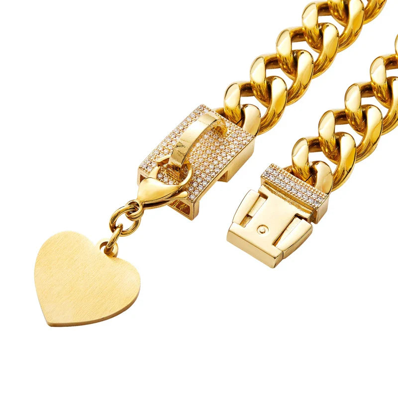 Luxury 18K Gold Dog Chain Collar