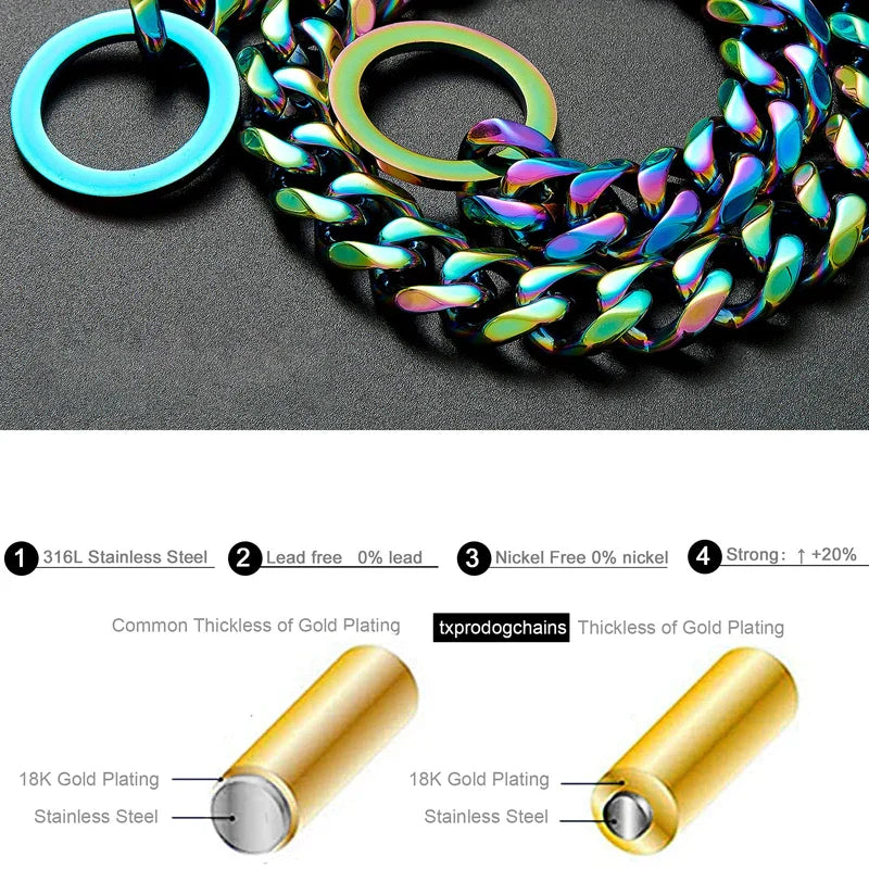 Strong Stainless Steel Dog Chain Collar