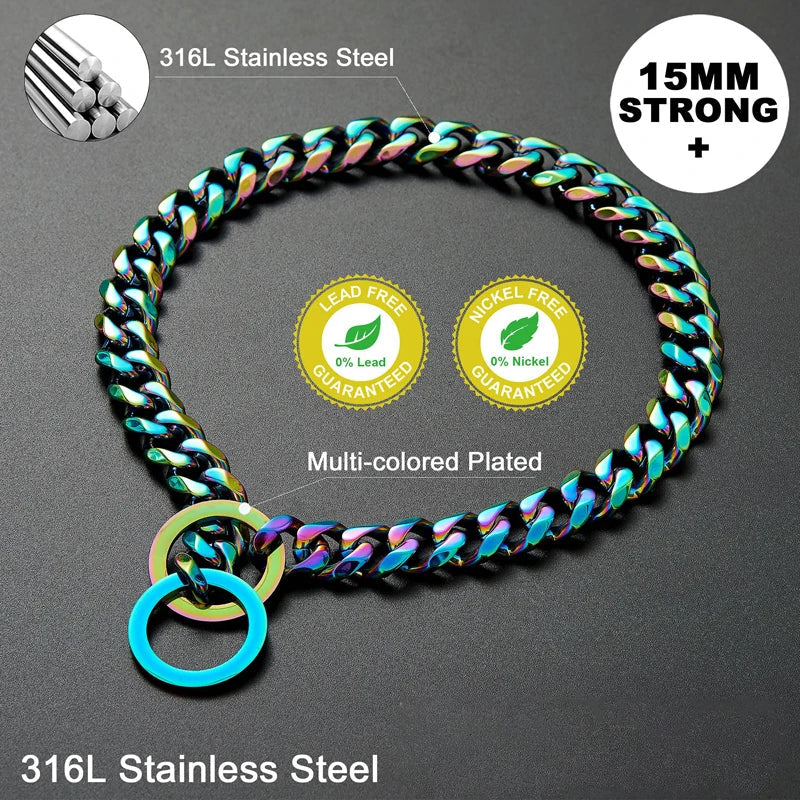 Strong Stainless Steel Dog Chain Collar