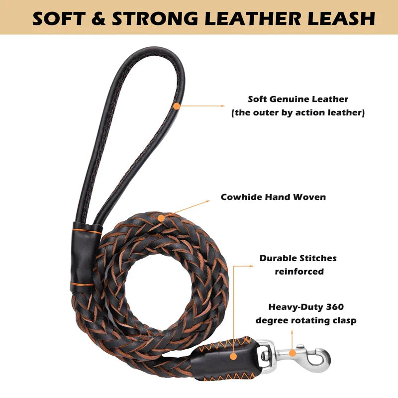 Strong Leather Dog Leash