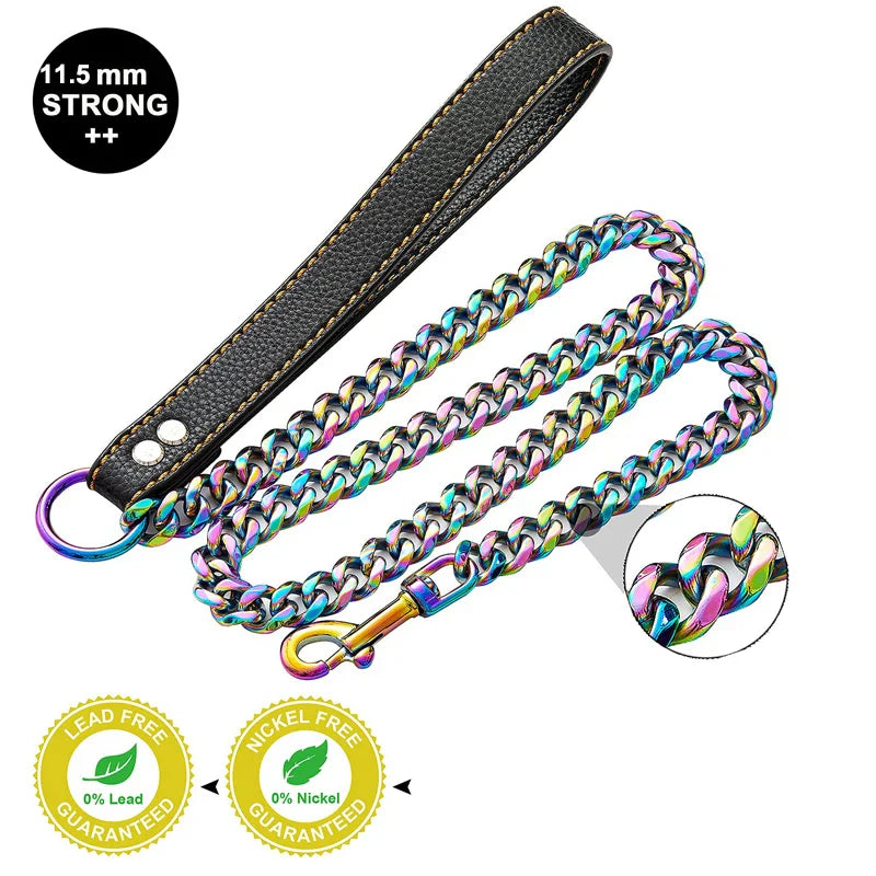 Thick Gold Chain Leash for Large Dogs