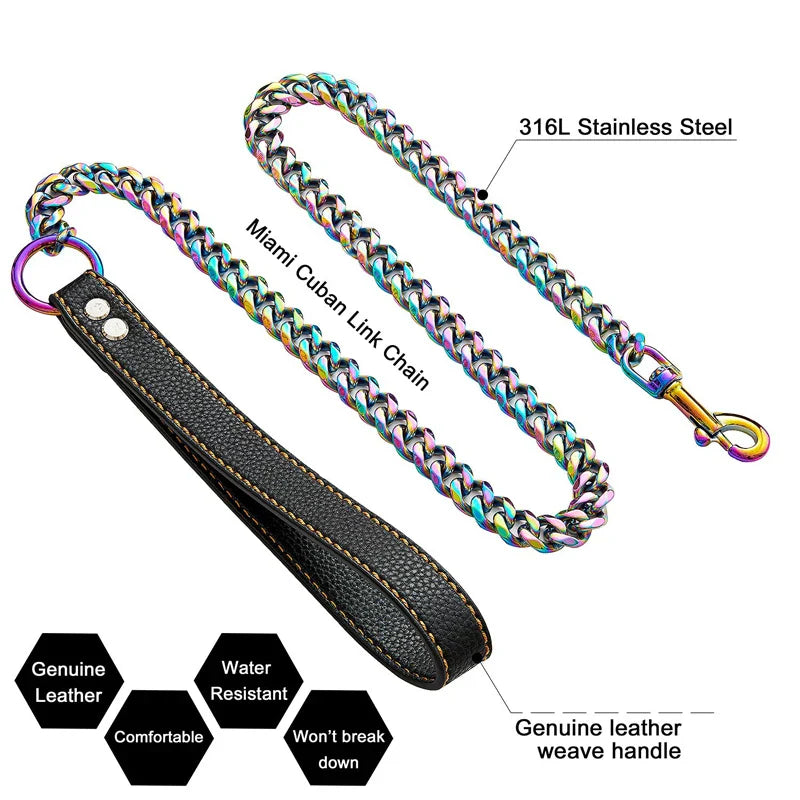 Thick Gold Chain Leash for Large Dogs