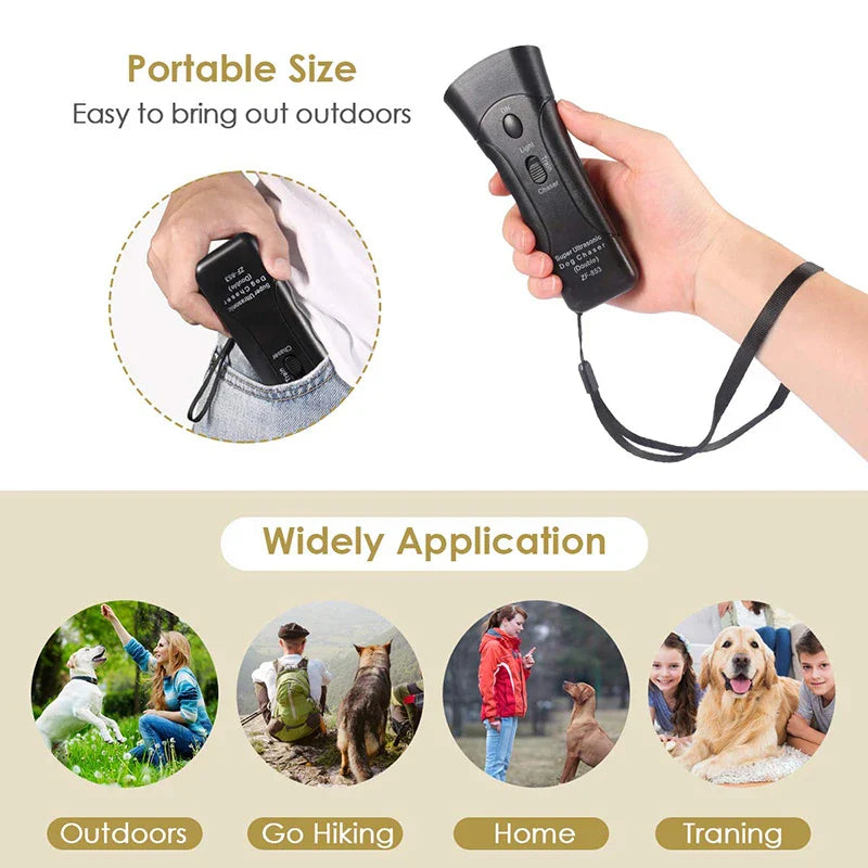 Ultrasonic Dog Repeller (Safe, Flashlight)