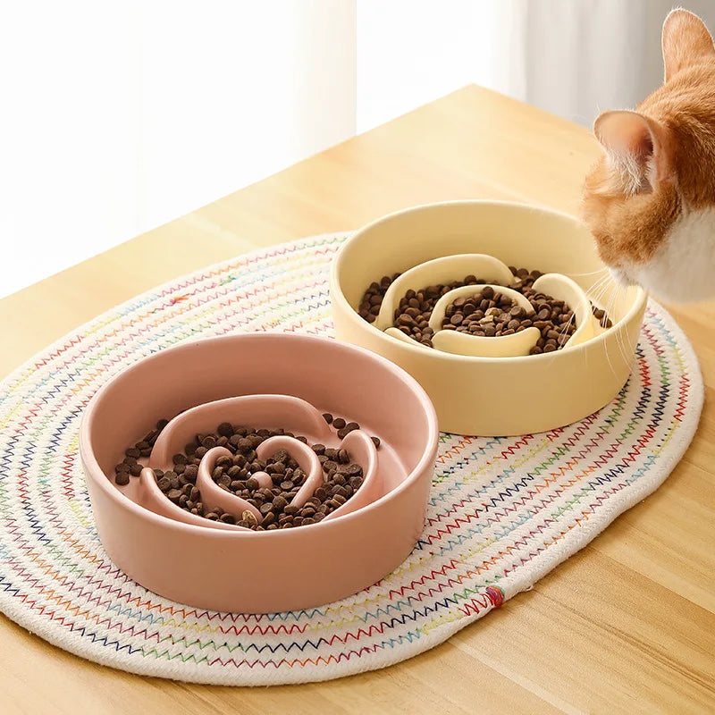 Ceramic Slow Food Bowl for Cats and Dogs
