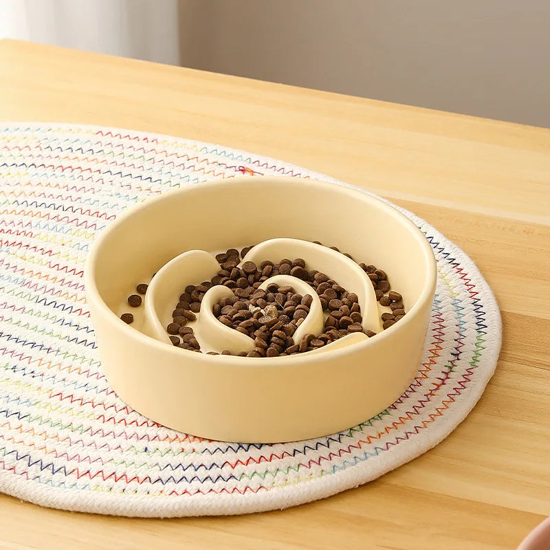 Ceramic Slow Food Bowl for Cats and Dogs