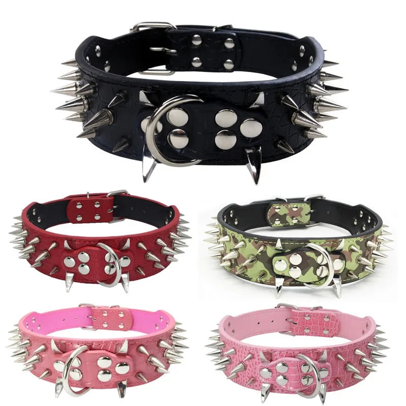 Stylish Spiked Studded Leather Dog Collar
