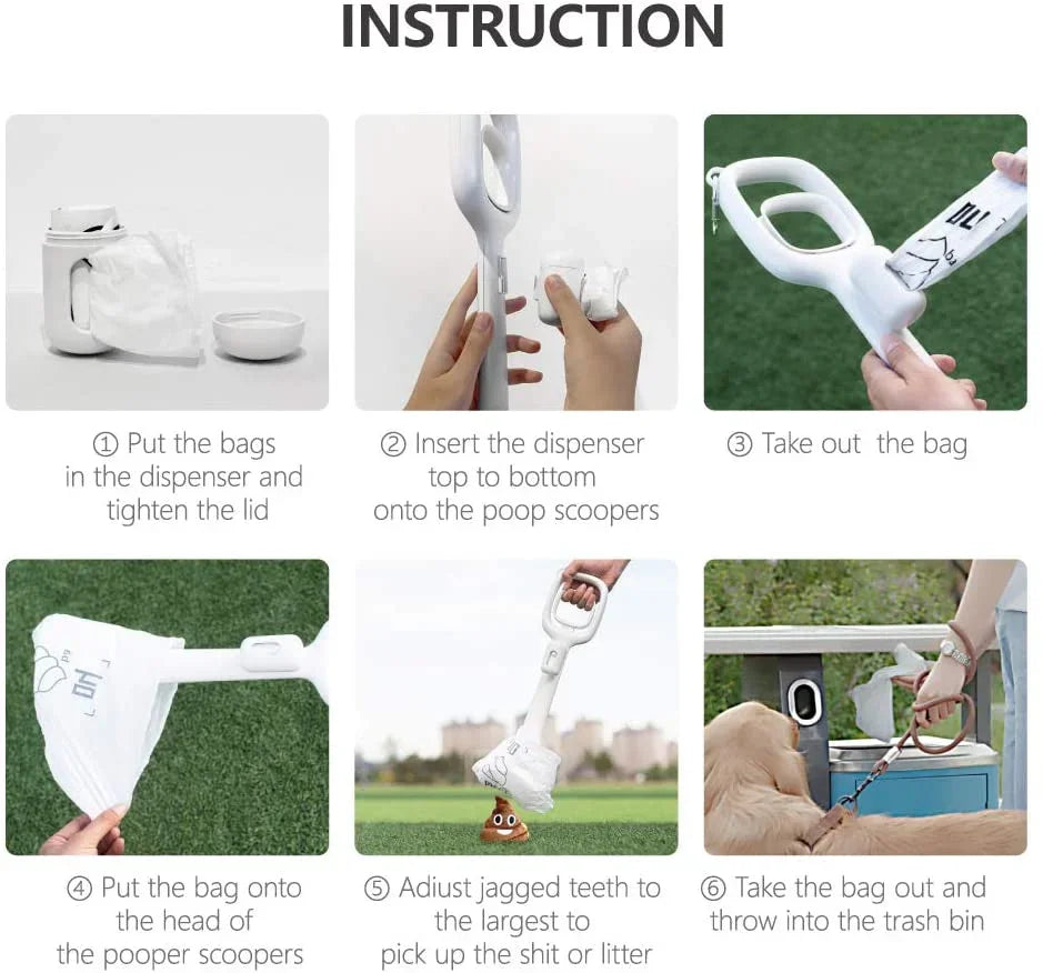 Long Handle Poop Scooper for Dogs & Cats