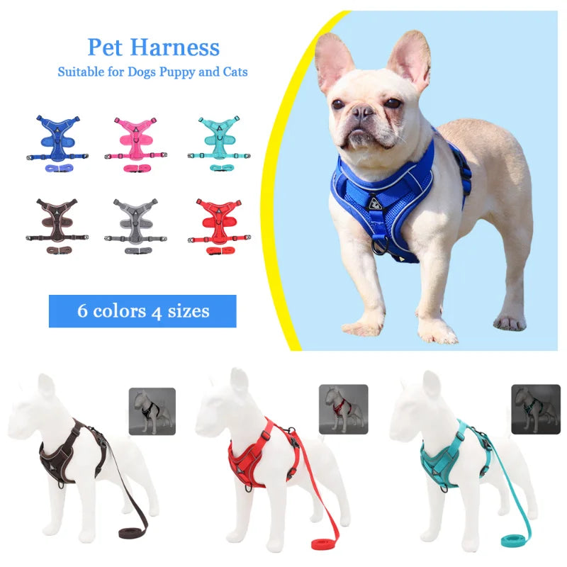 Reflective No-Pull Pet Safety Harness Set