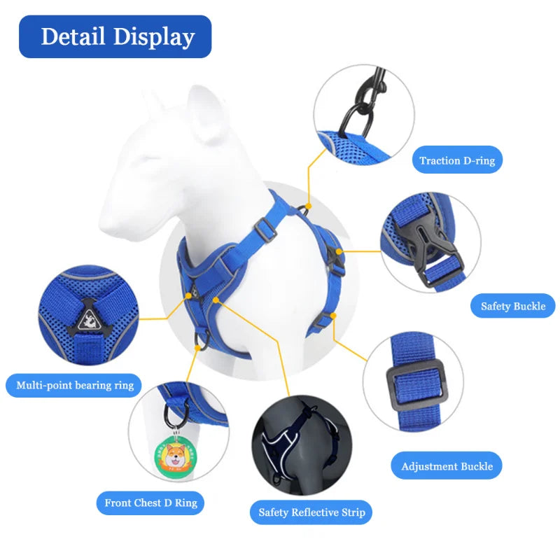 Reflective No-Pull Pet Safety Harness Set