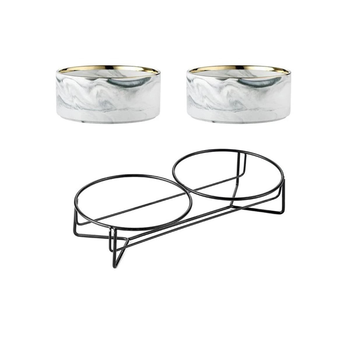 Raised Double Ceramic Bowl for Pets