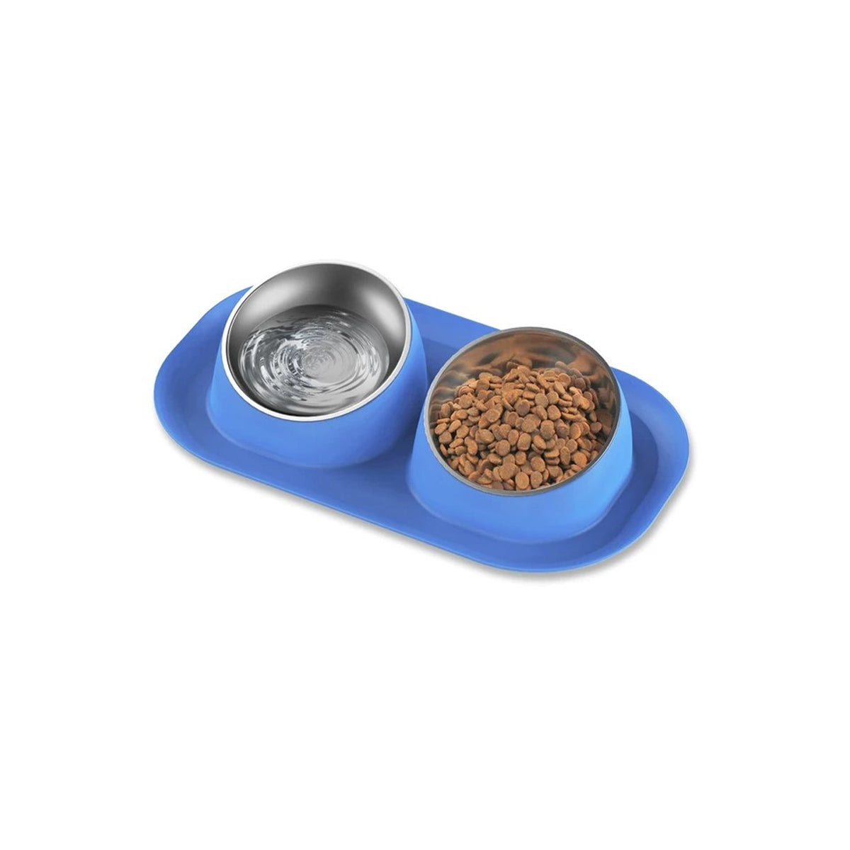 Stainless Steel Tilted Double Dog Bowl