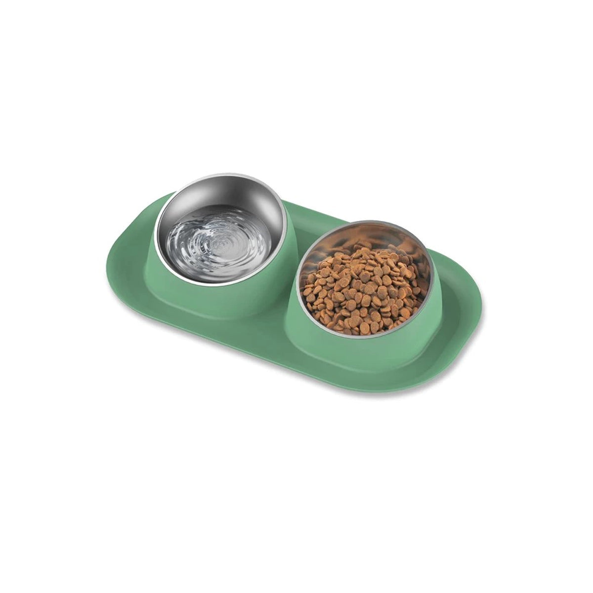Stainless Steel Tilted Double Dog Bowl
