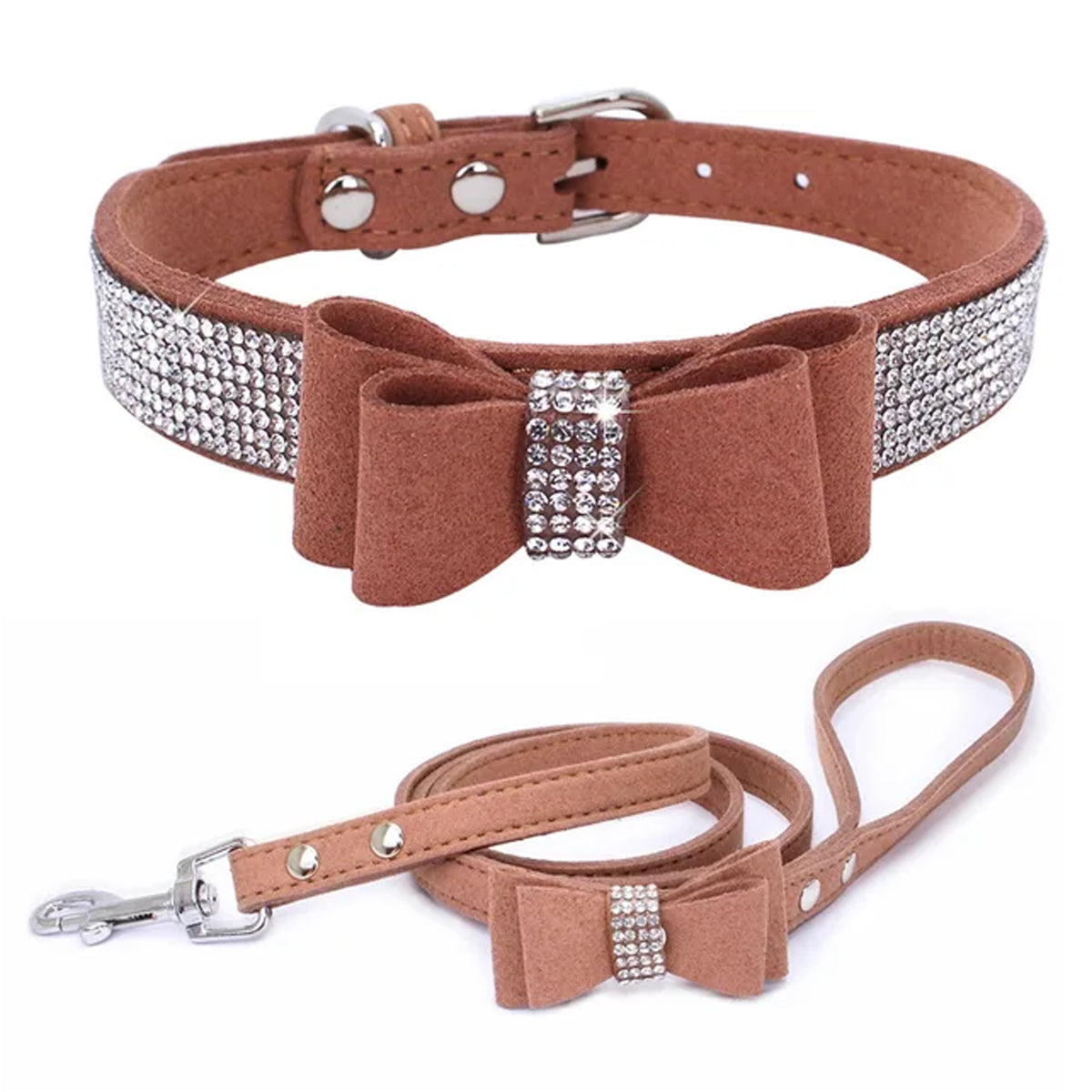 Shiny Rhinestone Dog Collar Set