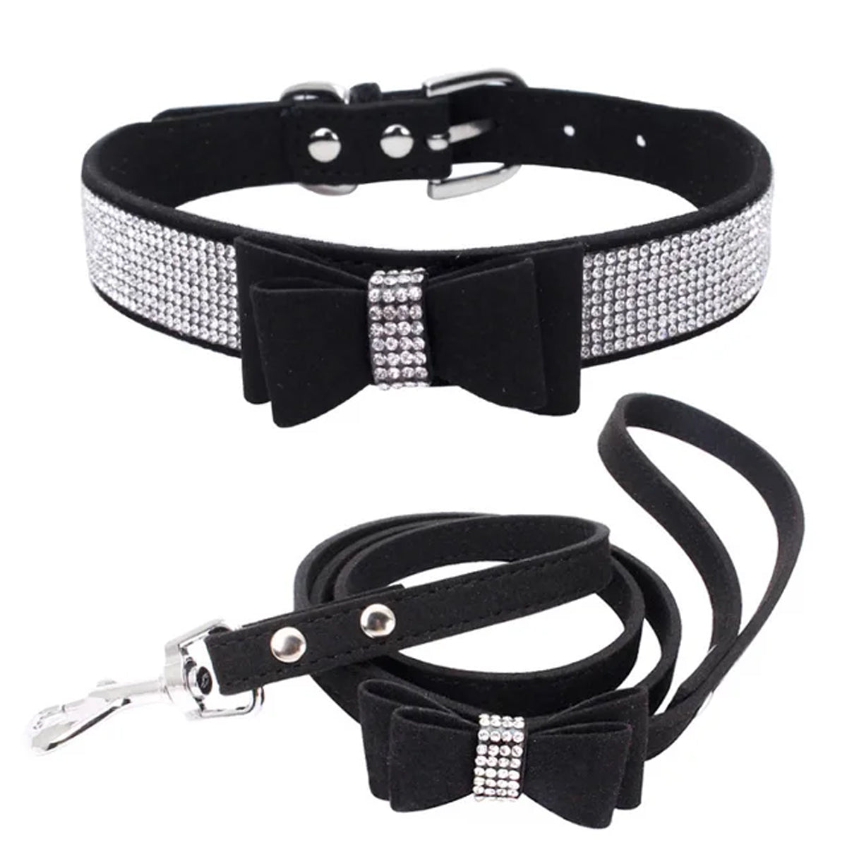 Shiny Rhinestone Dog Collar Set