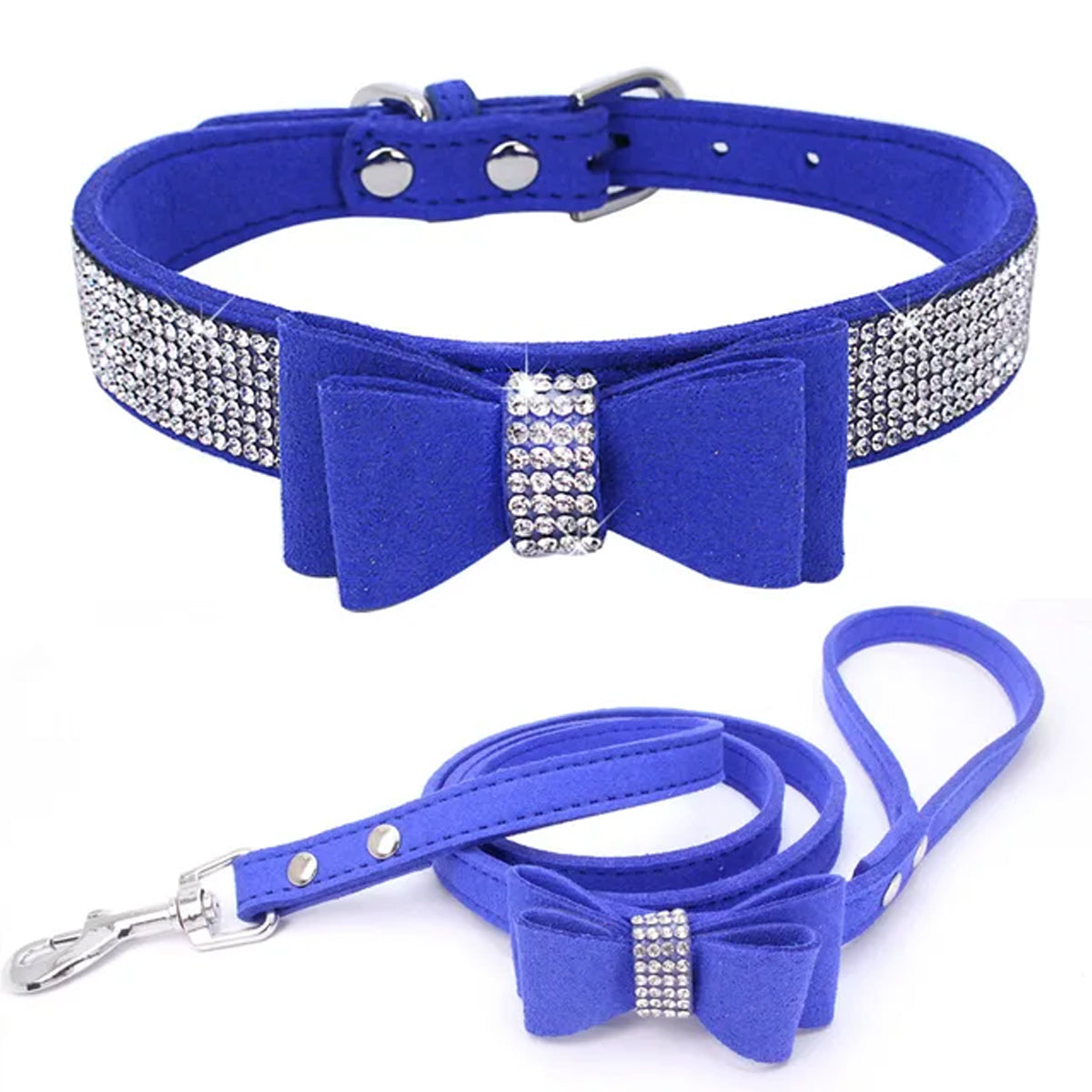 Shiny Rhinestone Dog Collar Set