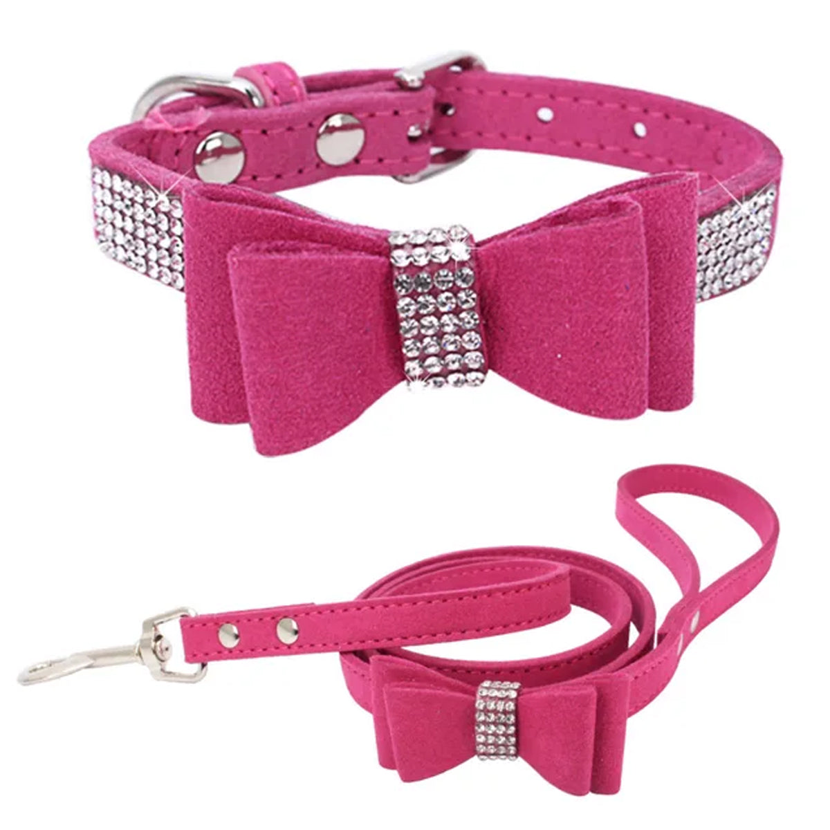 Shiny Rhinestone Dog Collar Set